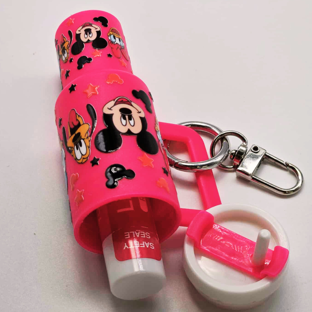 Pink Character Mini Tumbler Keychain with Chapstick Holder