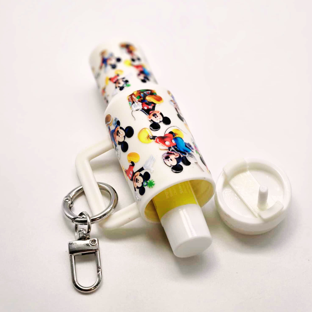 Mini Tumbler Keychain with Chapstick Holder β Mickey-Inspired Design