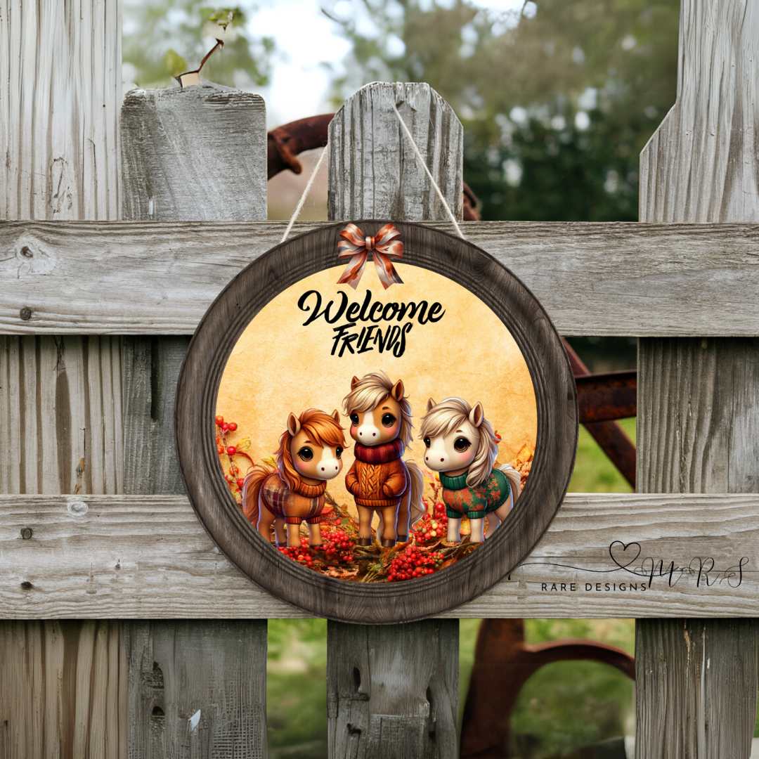 Autumn Horses Welcome Door Sign Collection