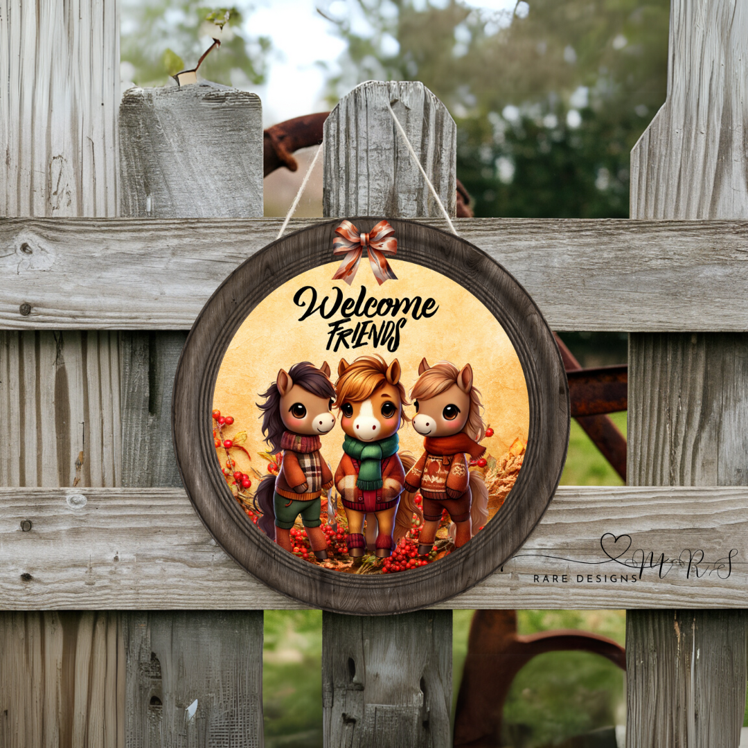 Autumn Horses Welcome Door Sign Collection
