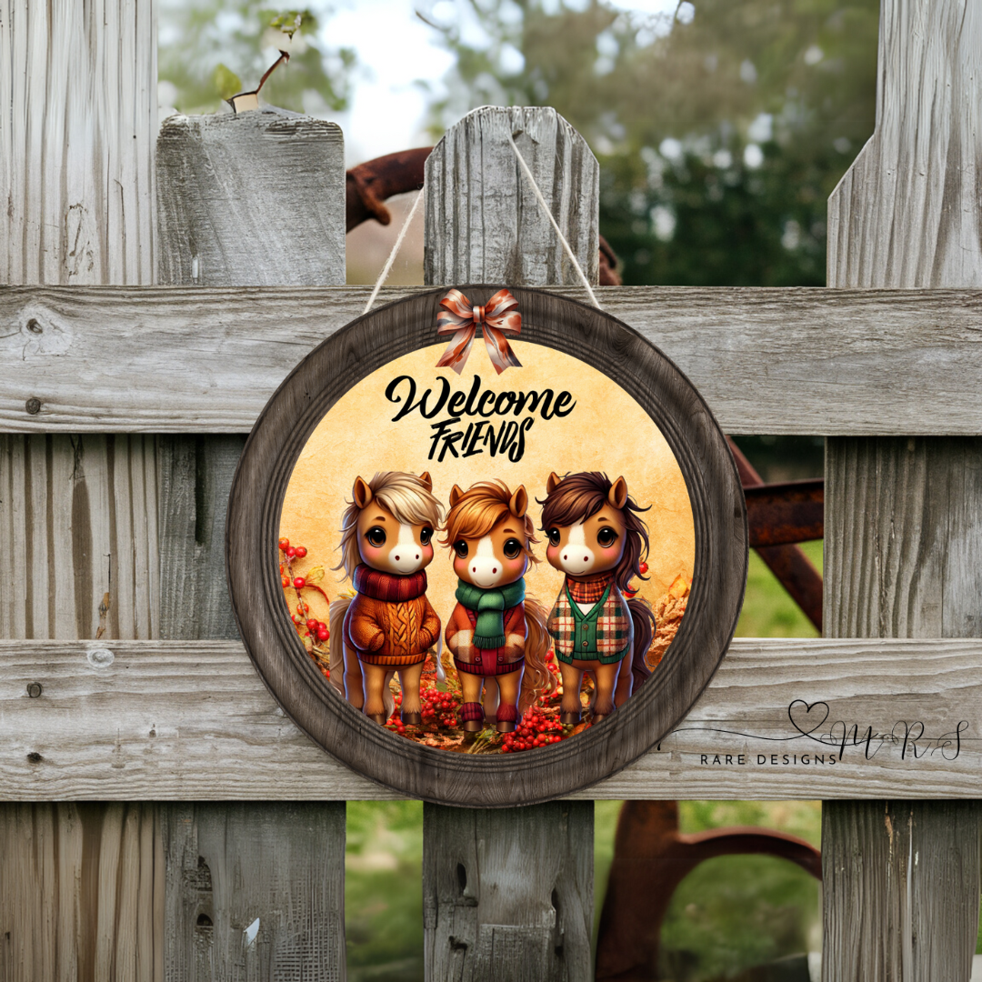 Autumn Horses Welcome Door Sign Collection