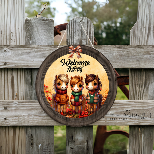 Autumn Horses Welcome Door Sign Collection