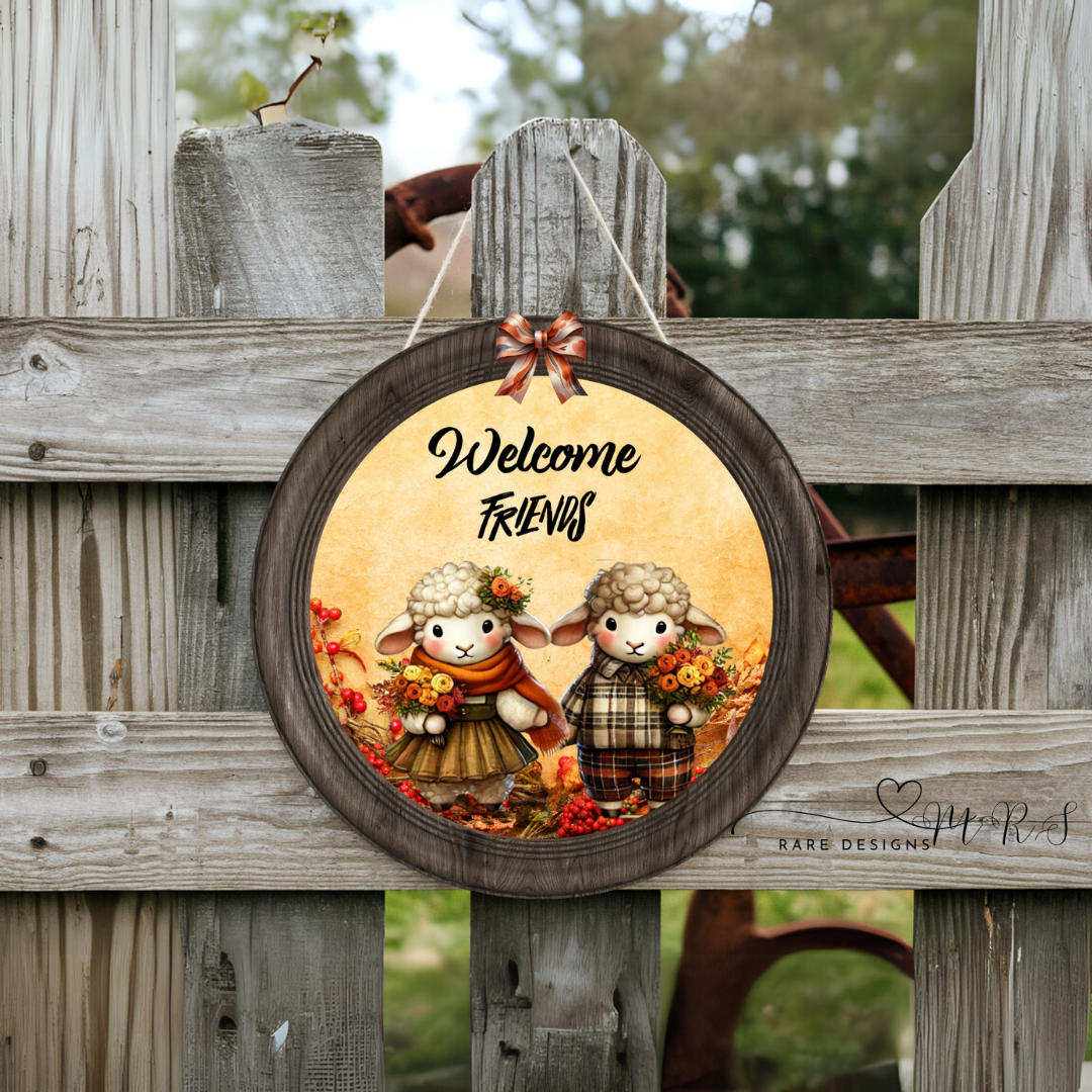 Cozy Sheep Friends Welcome Door Sign Collection