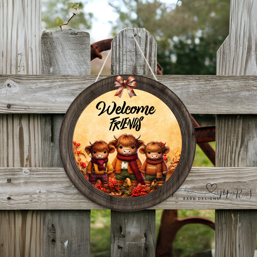 Highland Cow Friends Welcome Door Sign Collection