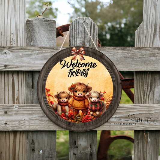 Highland Cow Friends Welcome Door Sign Collection