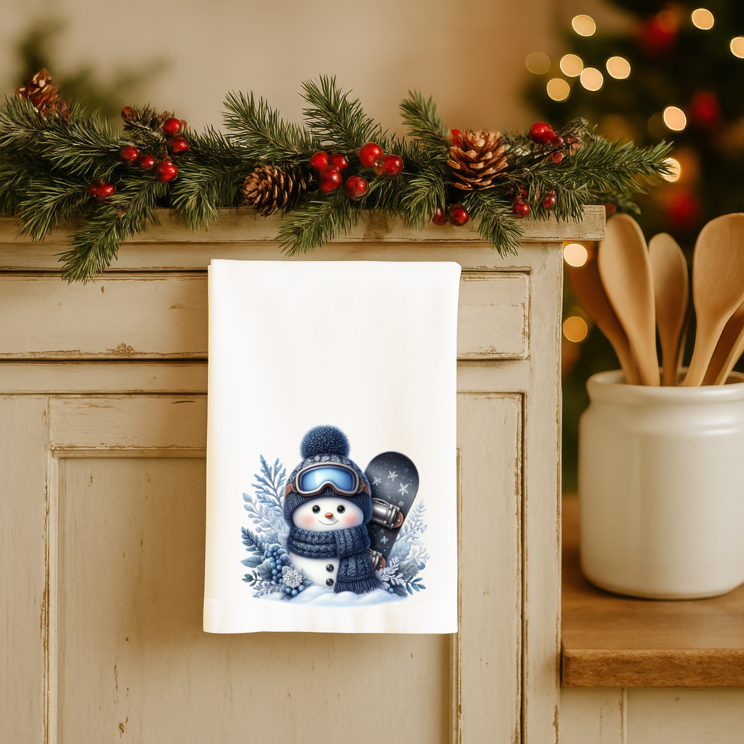 Winter Blues Snowman Christmas Kitchen Towels – Holiday Tea Towels