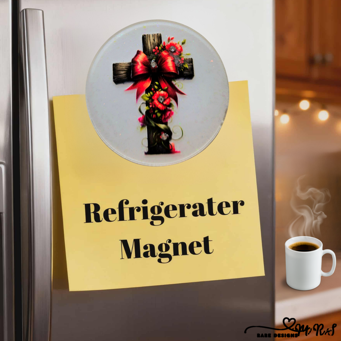 Red Ribbon Cross Refrigerator Magnet – Inspirational Christian Home Décor