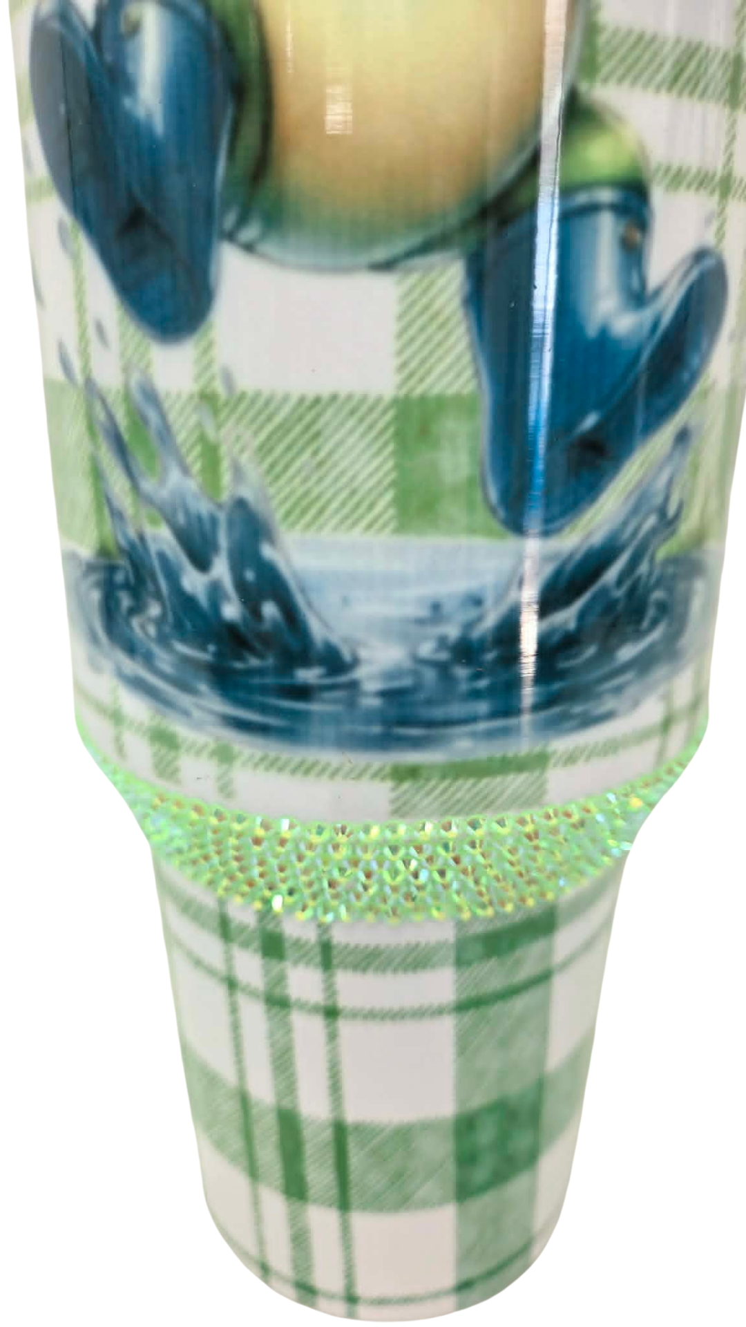 Puddle Play 40oz Rhinestone Tumbler Green Plaid & Tulip Edition