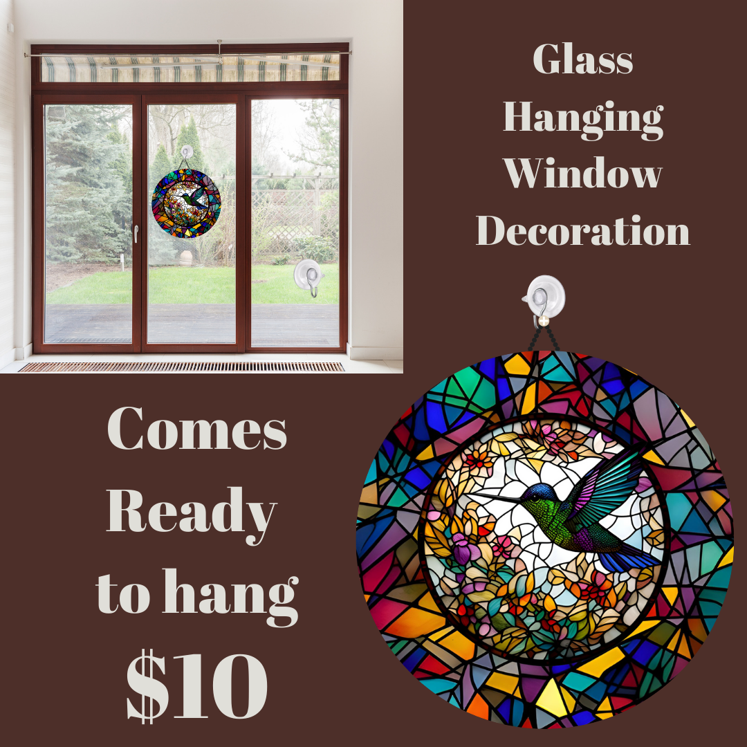 Hummingbird Stained Glass Hanging Window Decoration