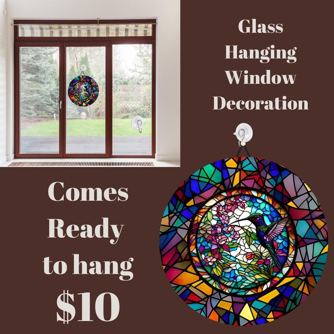 Hummingbird Stained Glass Hanging Window Decoration