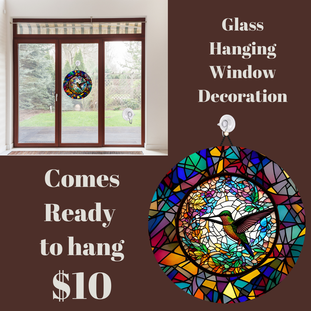 Hummingbird Stained Glass Hanging Window Decoration