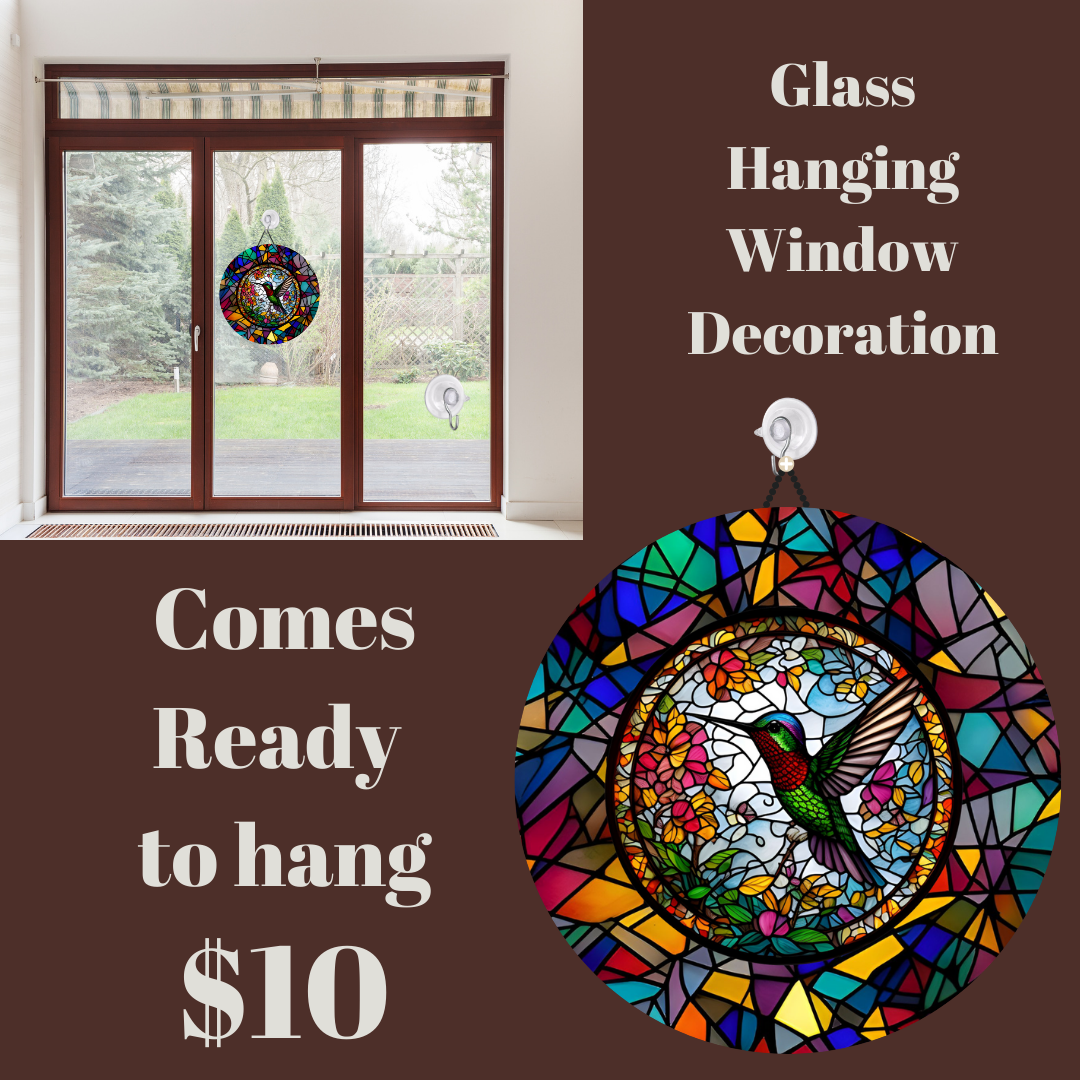 Hummingbird Stained Glass Hanging Window Decoration