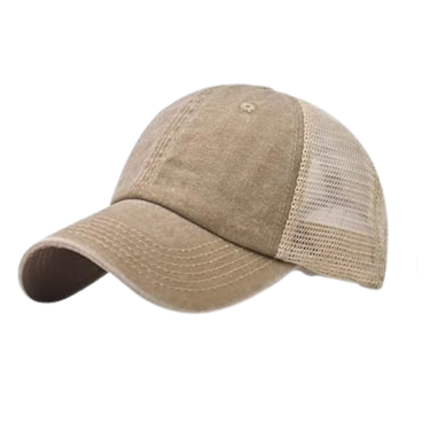 “Spirit of the Wild” Khaki Mesh Trucker Hat – Eagle & Wolf Sublimated Patch Cap