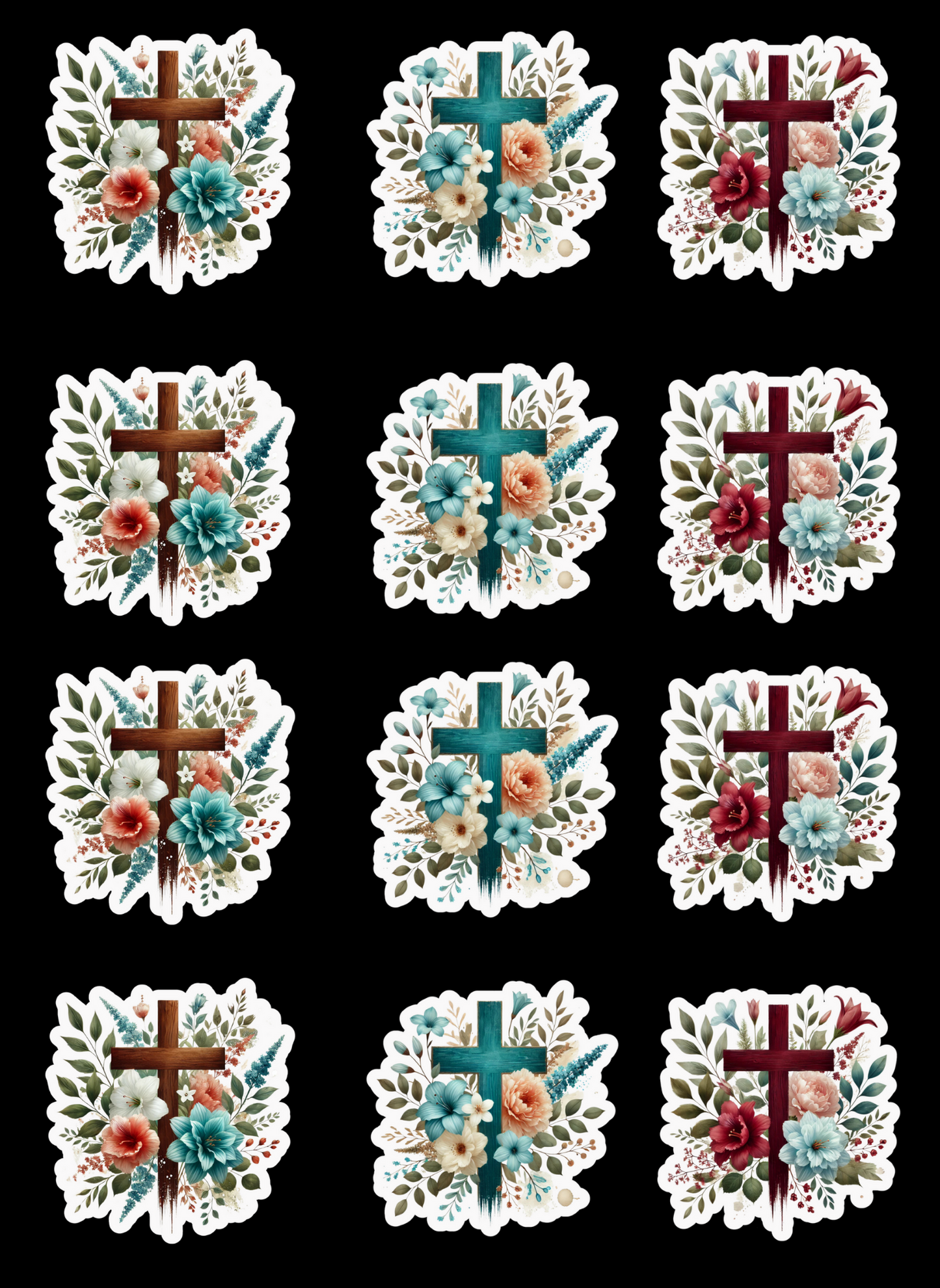 Floral Faith Cross Decals
