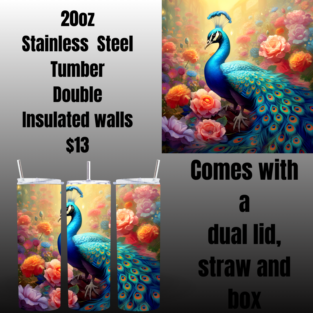 Enchanted Peacock Stainless Steel Tumblers