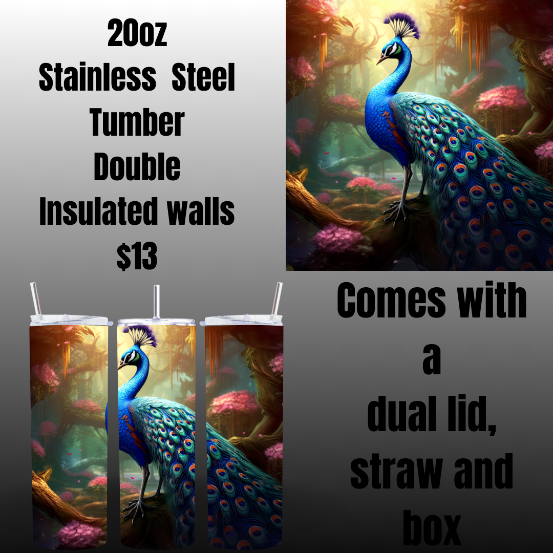 Enchanted Peacock Stainless Steel Tumblers
