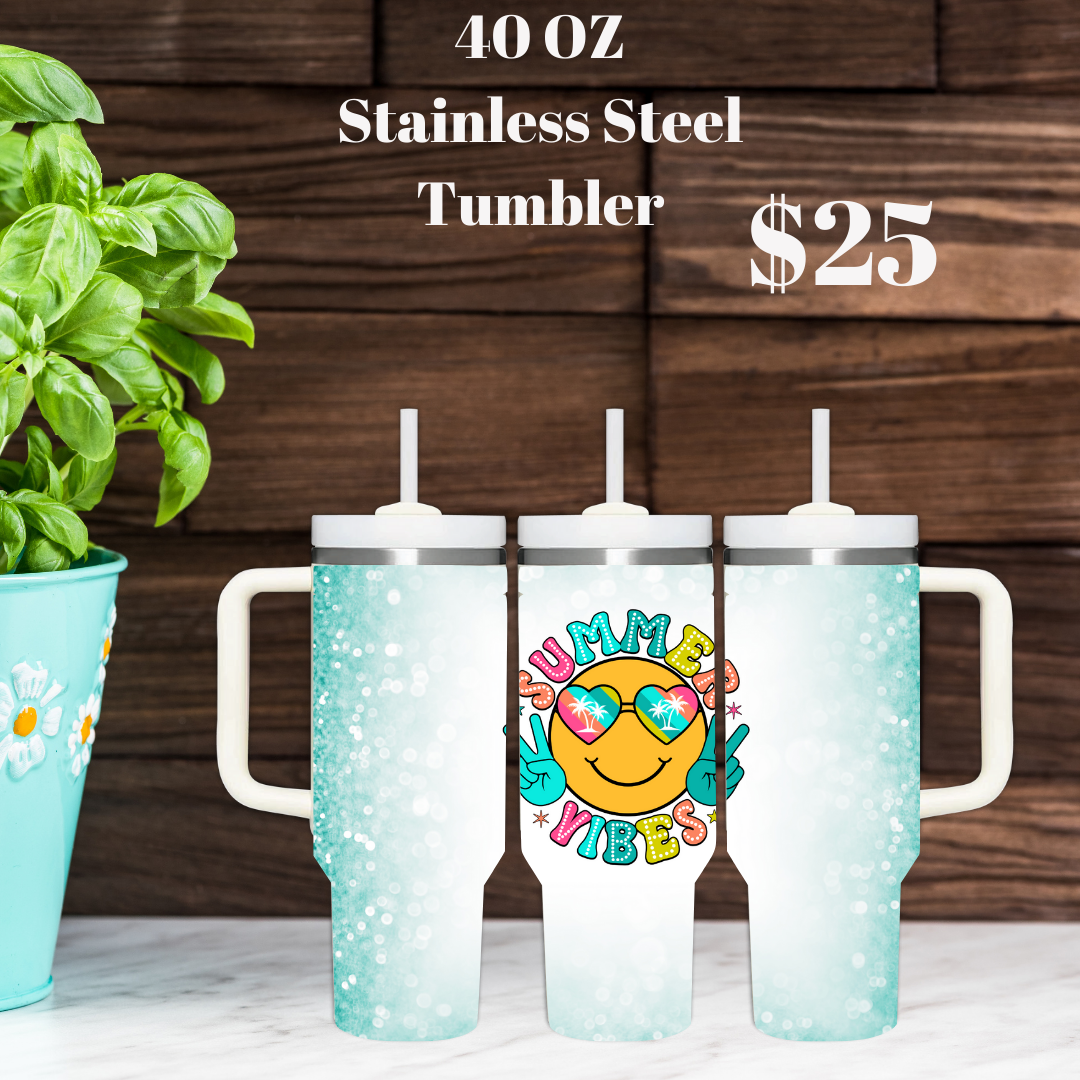 Summer Vibes 40oz Stainless Steel Tumbler