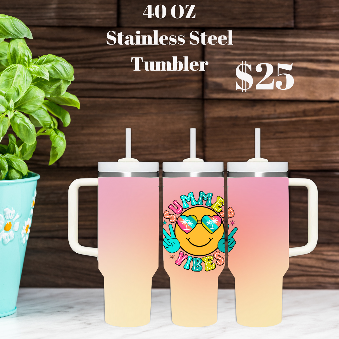 Summer Vibes 40oz Stainless Steel Tumbler