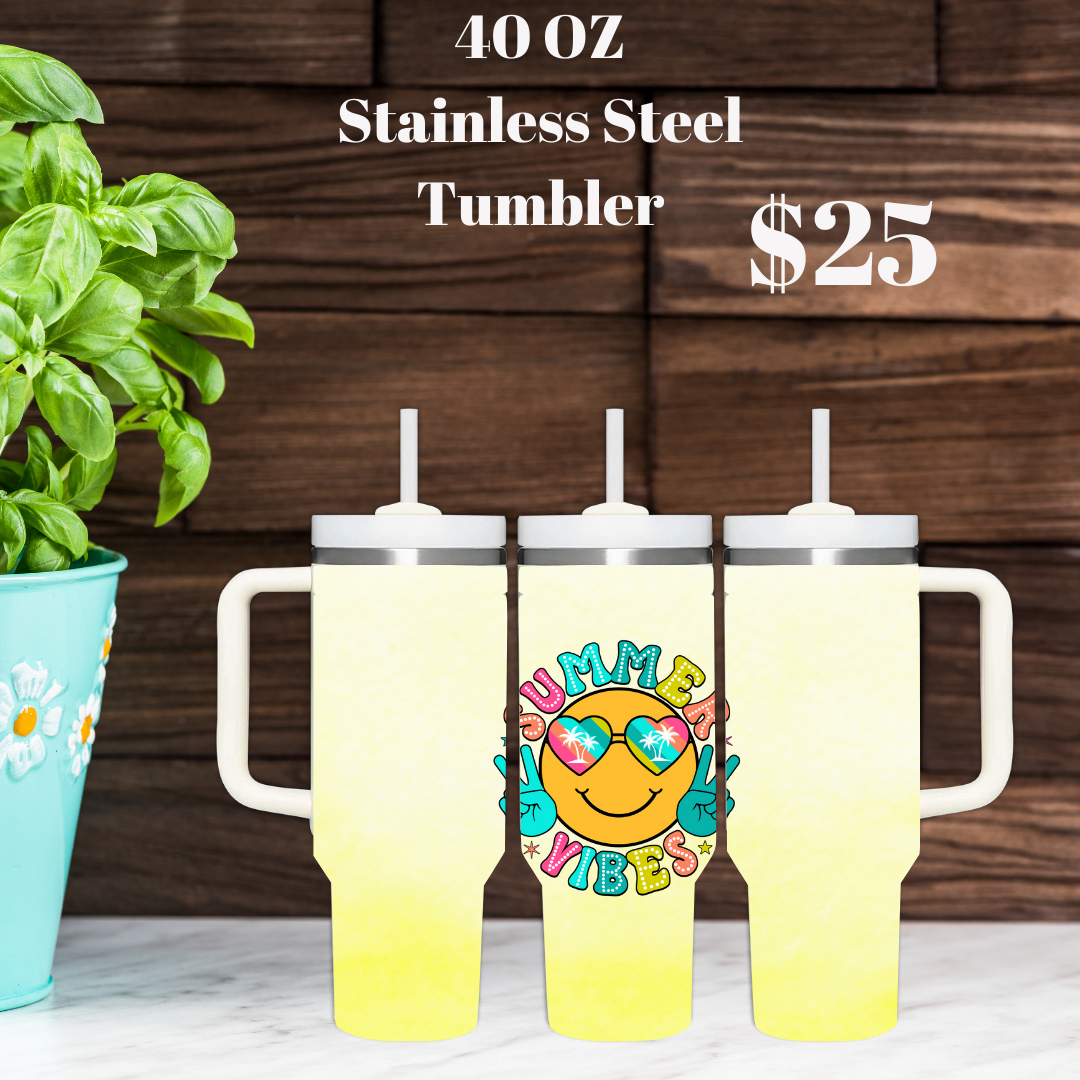 Summer Vibes 40oz Stainless Steel Tumbler
