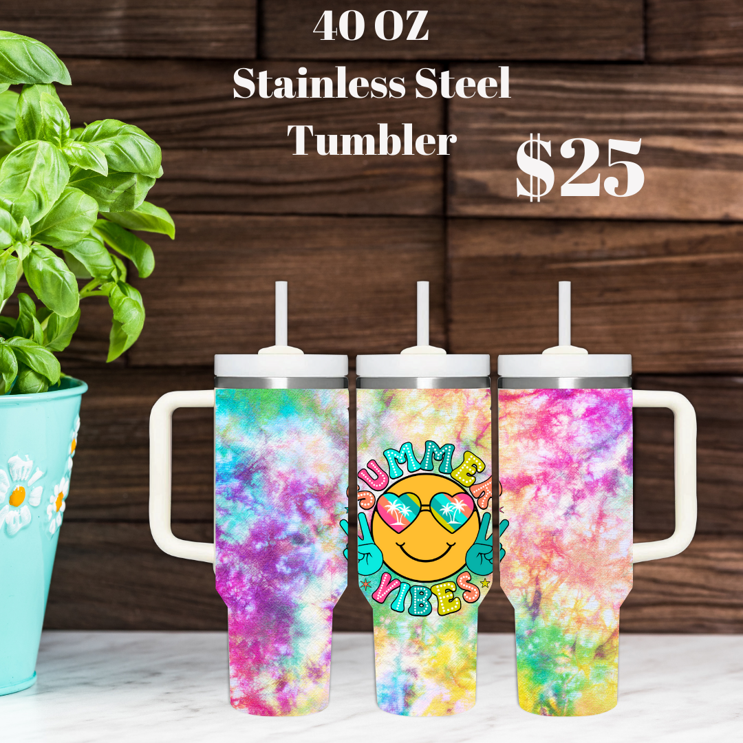 Summer Vibes 40oz Stainless Steel Tumbler
