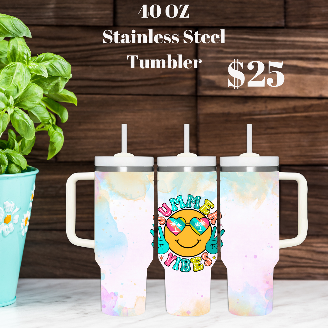 Summer Vibes 40oz Stainless Steel Tumbler