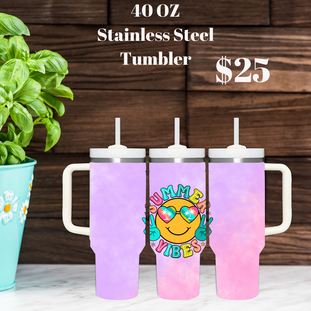 Summer Vibes 40oz Stainless Steel Tumbler