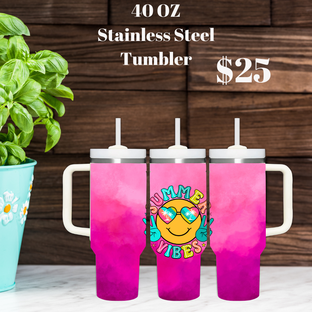 Summer Vibes 40oz Stainless Steel Tumbler