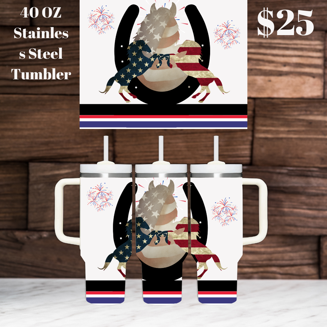 Patriotic Horse 40 oz Stainless Steel Tumblers