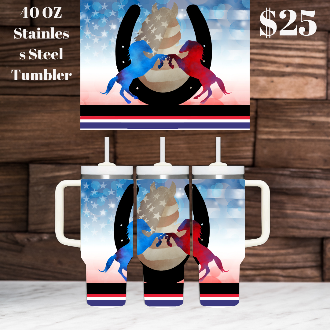 Patriotic Horse 40 oz Stainless Steel Tumblers
