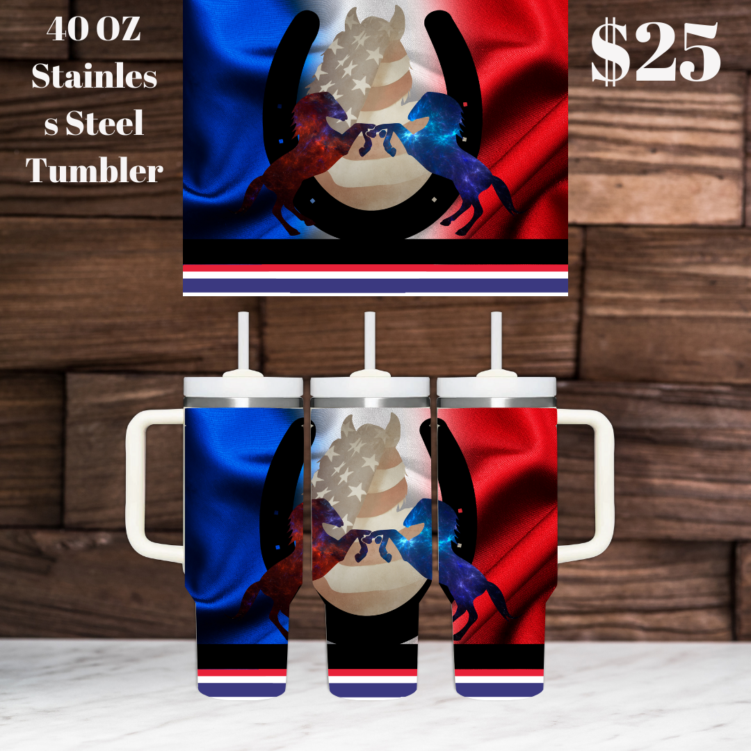 Patriotic Horse 40 oz Stainless Steel Tumblers