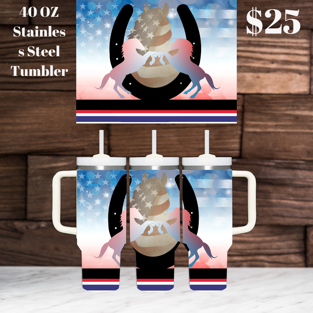 Patriotic Horse 40 oz Stainless Steel Tumblers