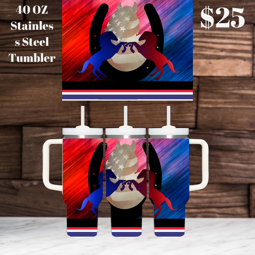Patriotic Horse 40 oz Stainless Steel Tumblers
