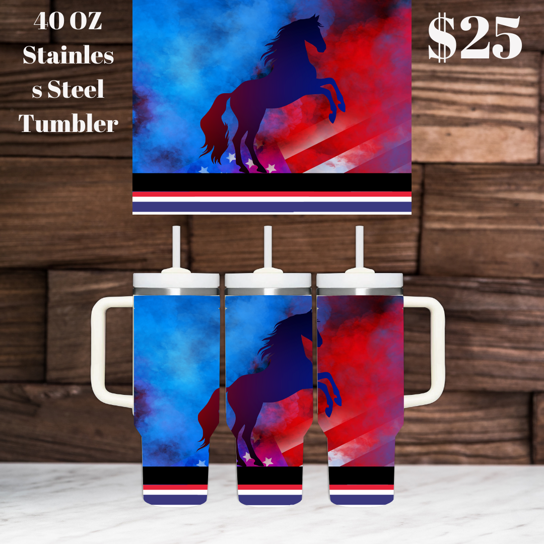 Patriotic Horse 40 oz Stainless Steel Tumblers