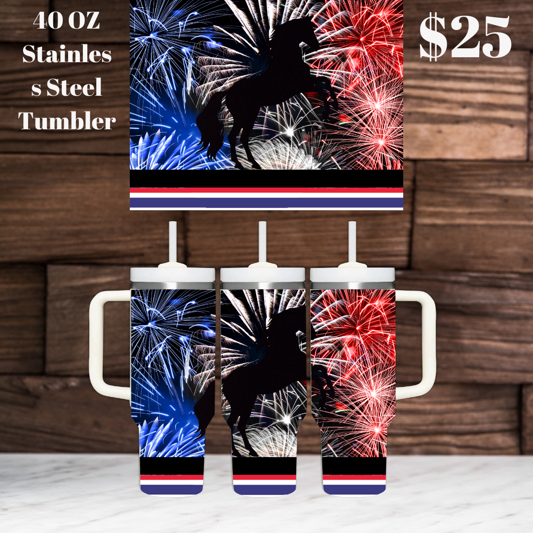 Patriotic Horse 40 oz Stainless Steel Tumblers