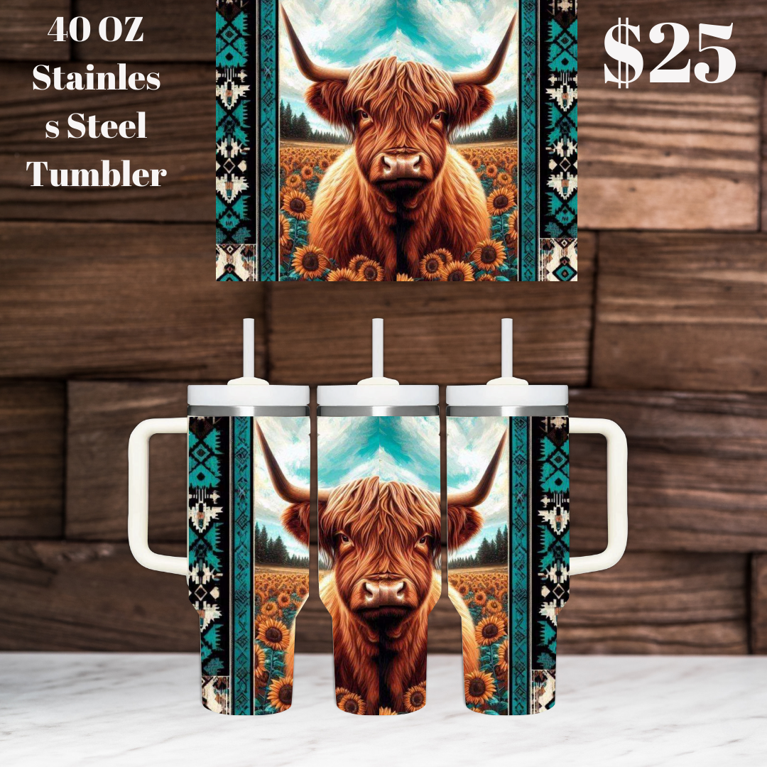 40 oz Highland Cow Stainless Steel Tumblers