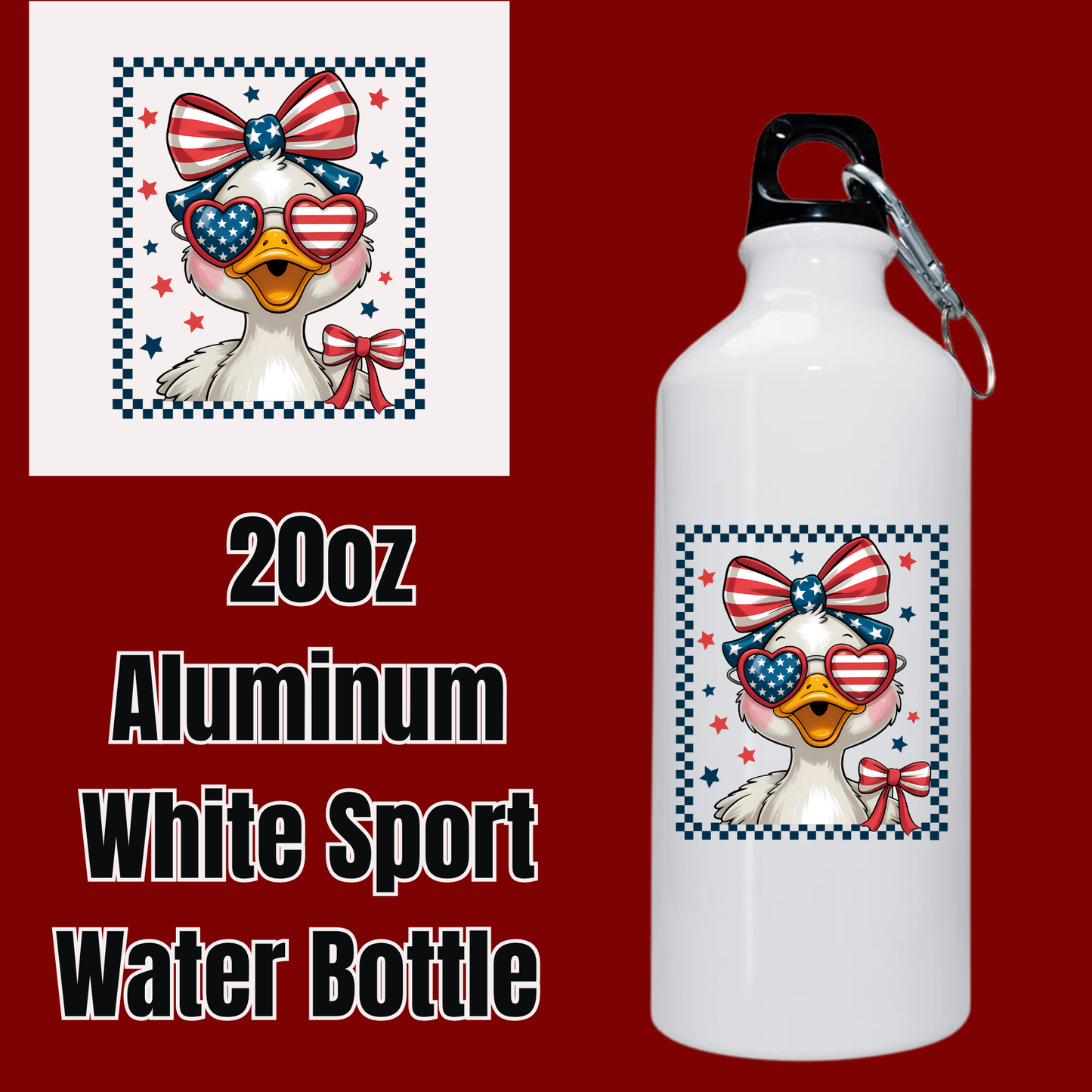 Patriotic Duck Duo – 20oz Aluminum Sport Water Bottles (Set of 2)