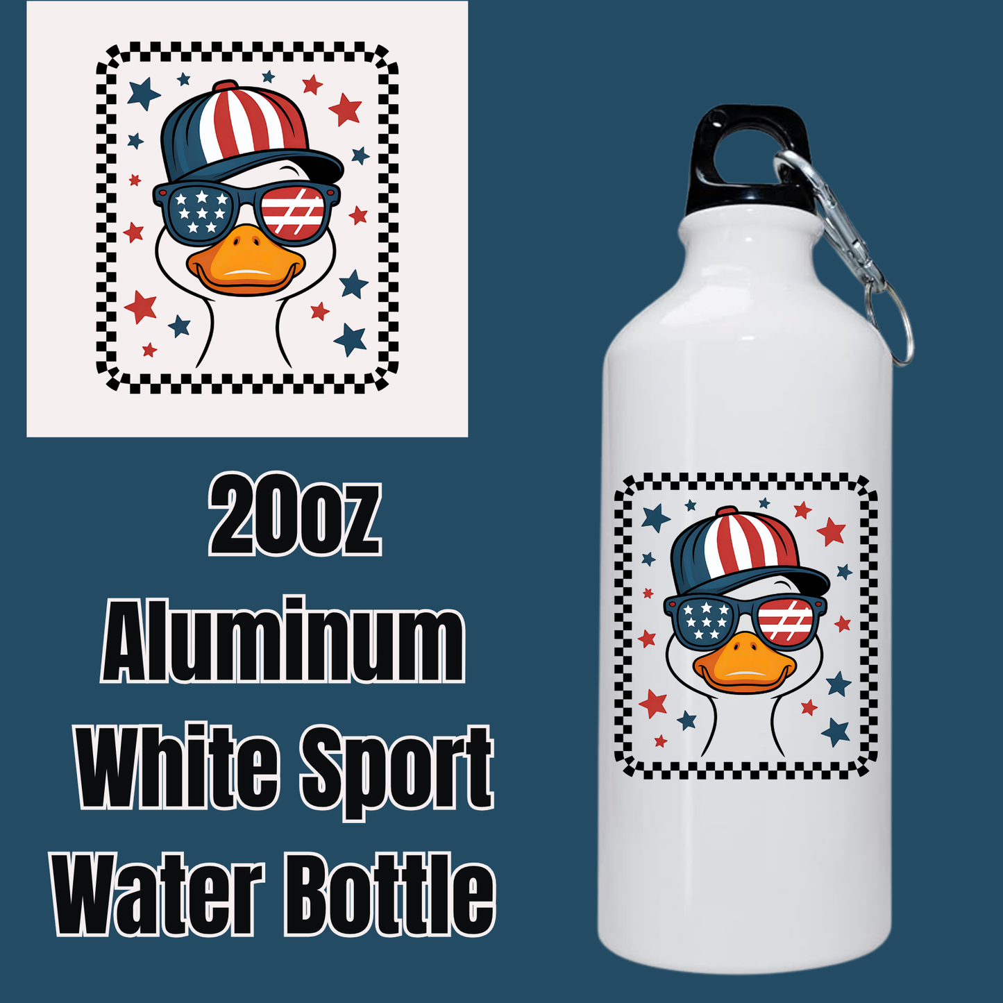 Patriotic Duck Duo – 20oz Aluminum Sport Water Bottles (Set of 2)