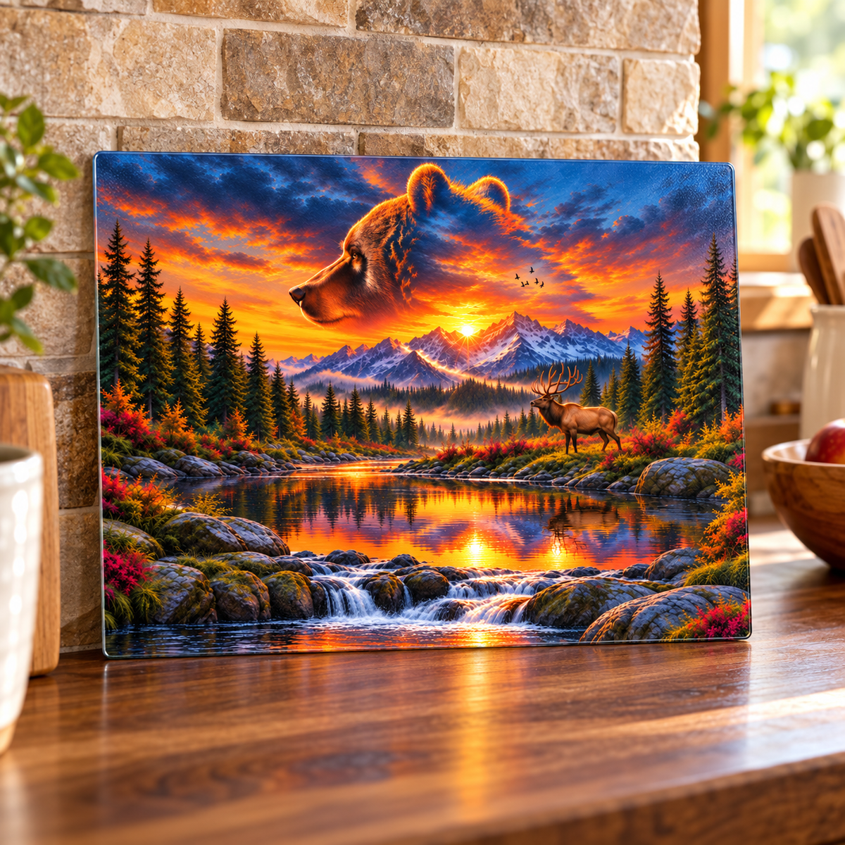 Bear Valley Sunset 11 × 7.87-Inch Glass Cutting Board