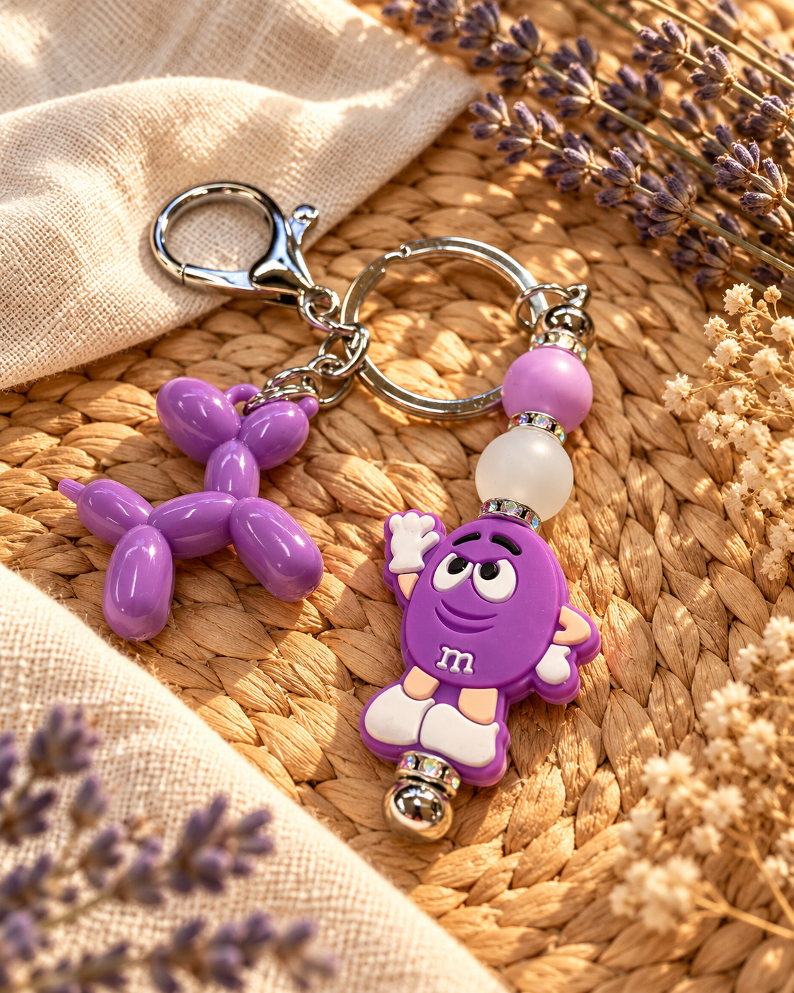 Lavender Luxe Candy Cutie Keychain with Balloon Dog Charm