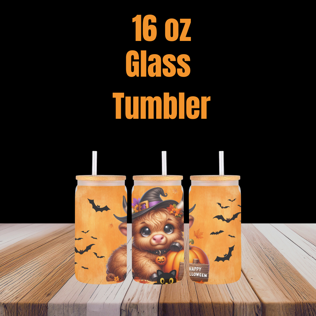 Spooky Highland Cow Glass Tumbler Collection