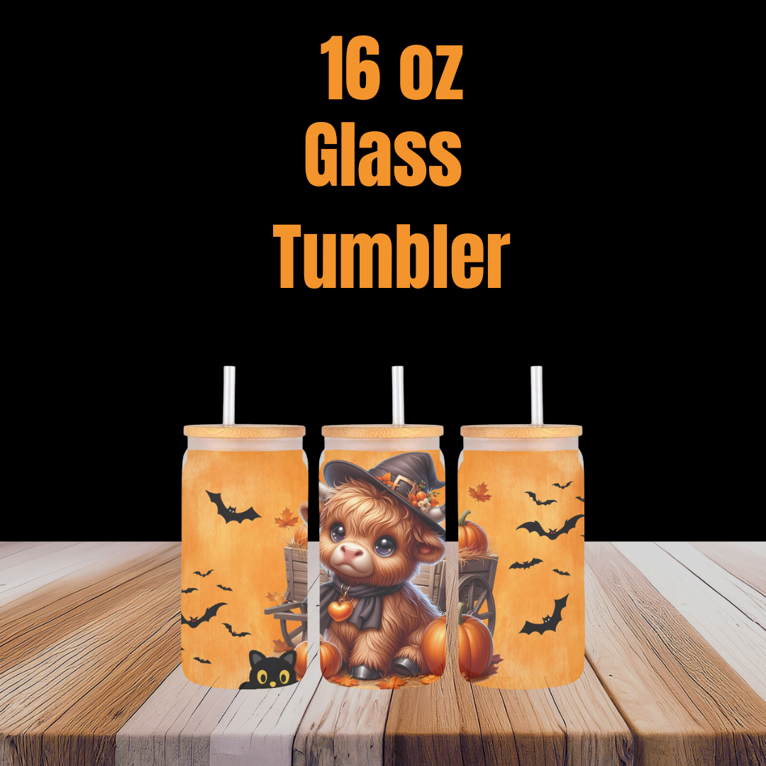 Spooky Highland Cow Glass Tumbler Collection