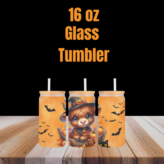 Spooky Highland Cow Glass Tumbler Collection
