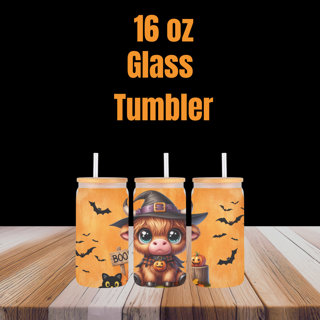 Spooky Highland Cow Glass Tumbler Collection