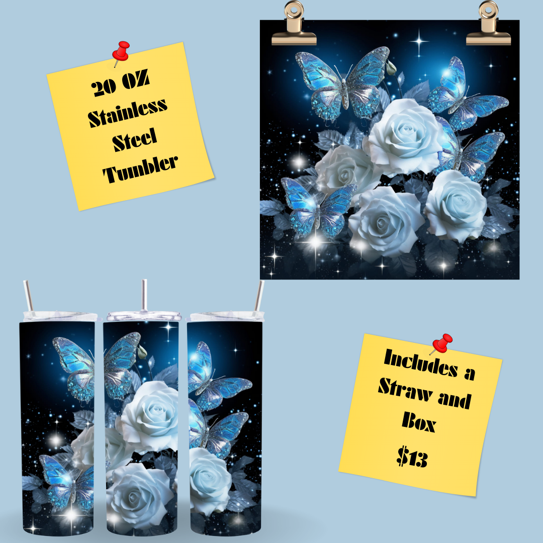 Butterflies and Roses Tumblers