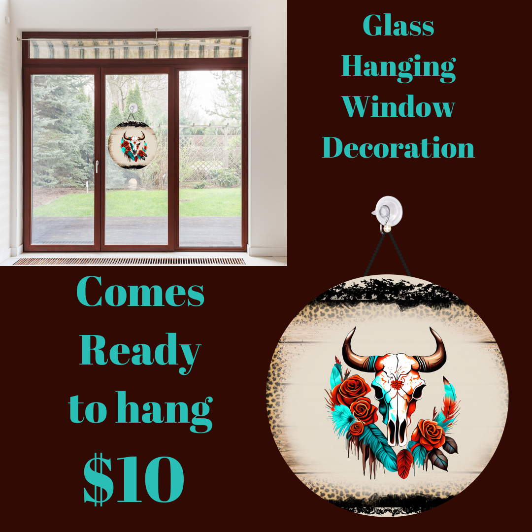 Azure Bloom Circular Glass Window Charm