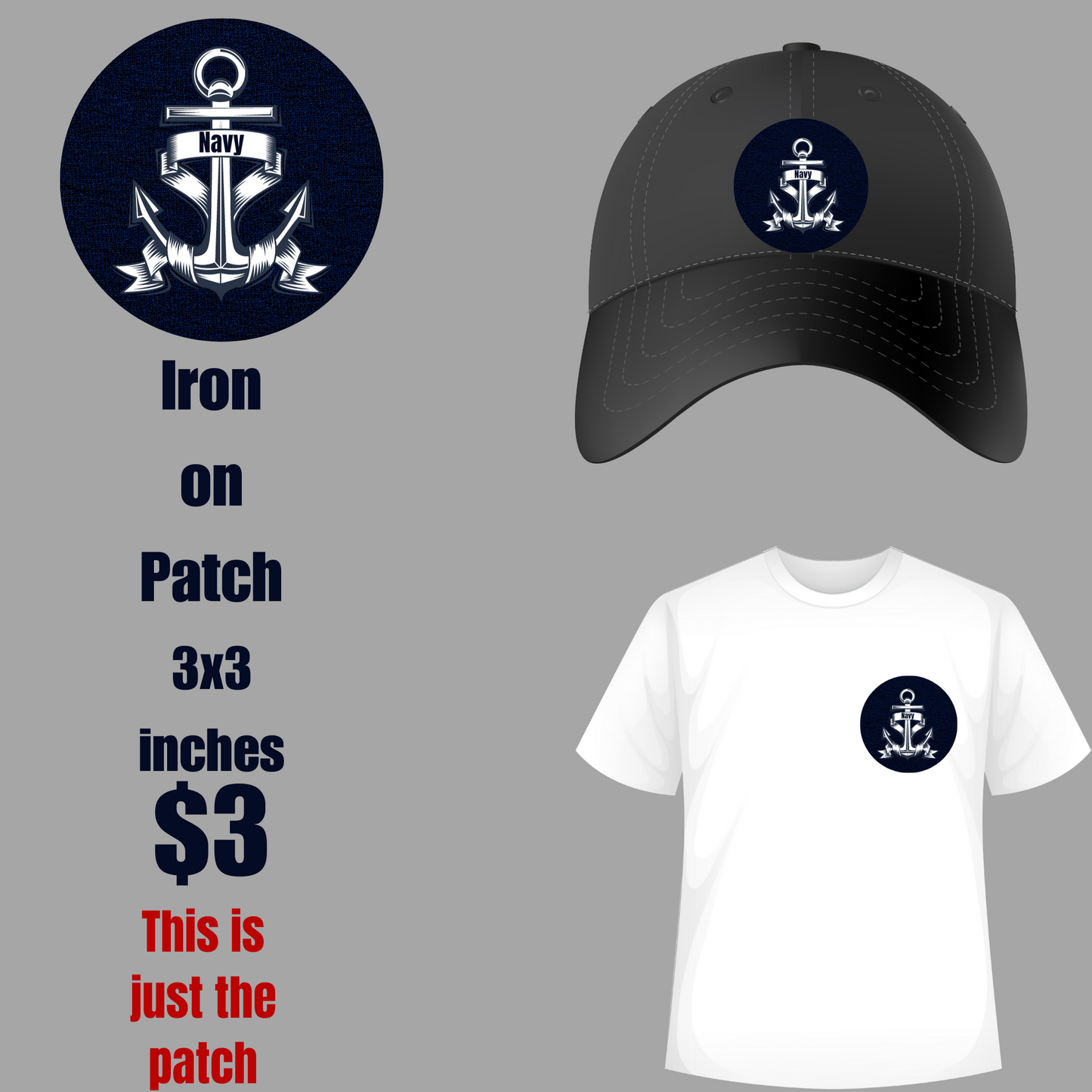 Naval Pride Anchor Iron-On Patch