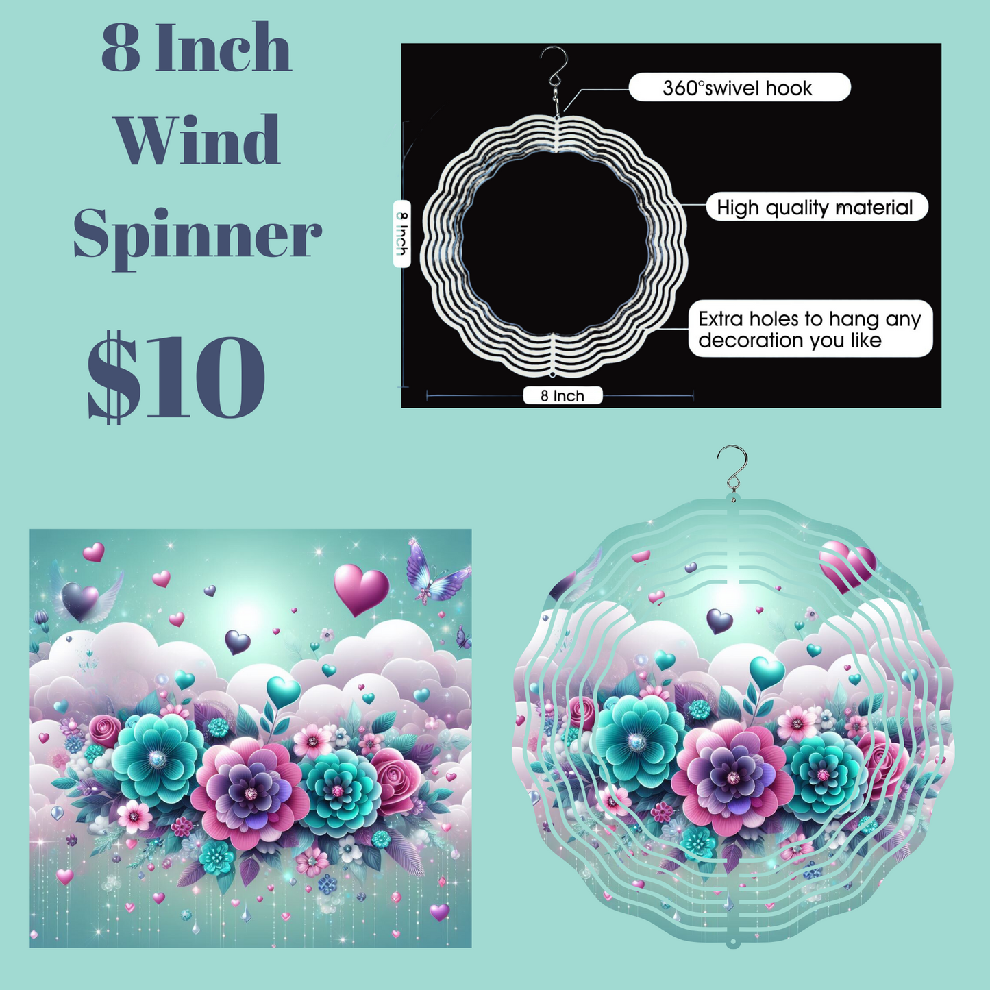 Radiant Hearts 3D Wind Spinner