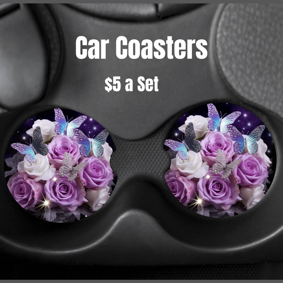 Butterflies and roses Car Coasters