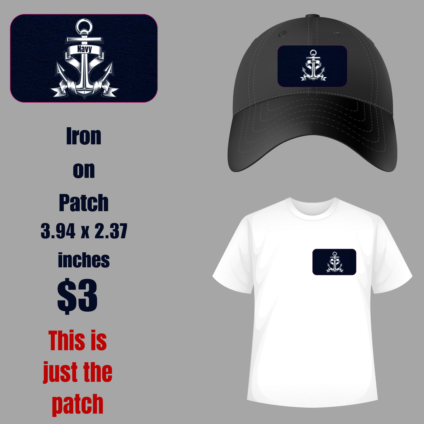 Naval Pride Anchor Iron-On Patch