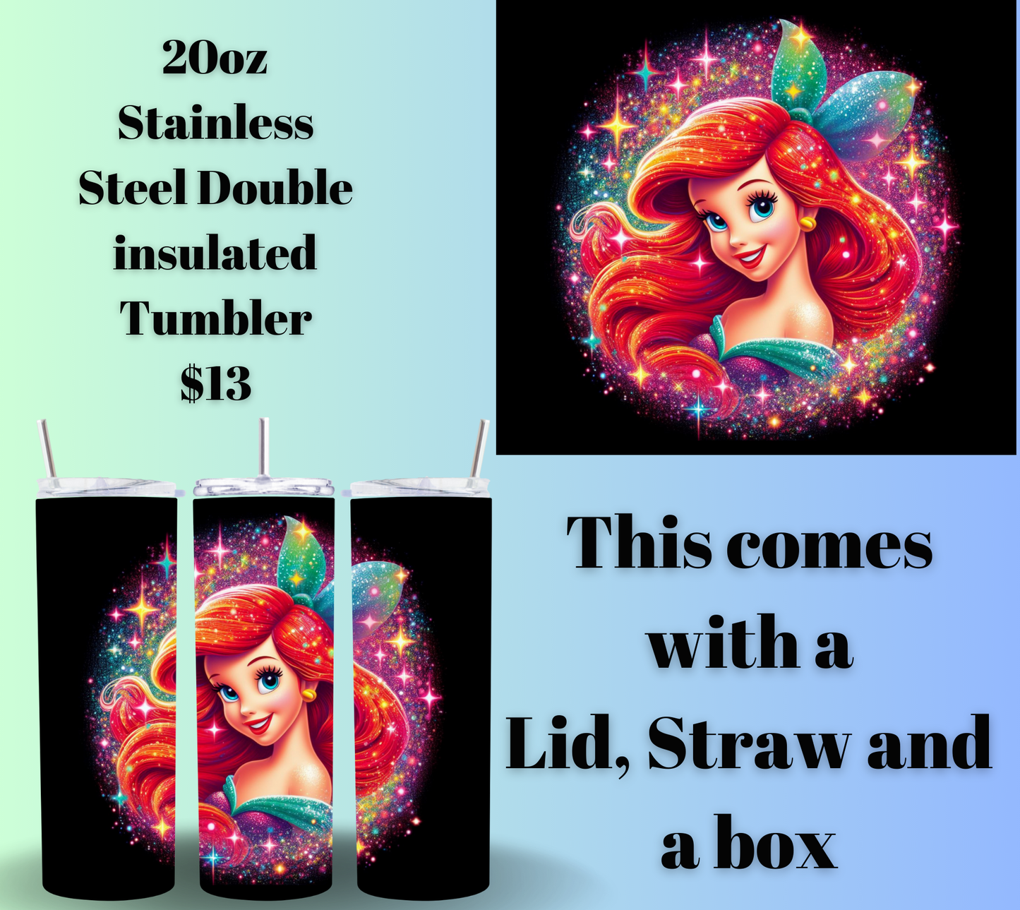 Beautiful Ariel Skinny Tumblers